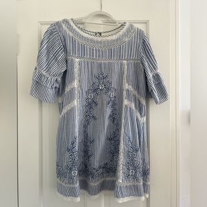 Free People blue embroidered sundress size small